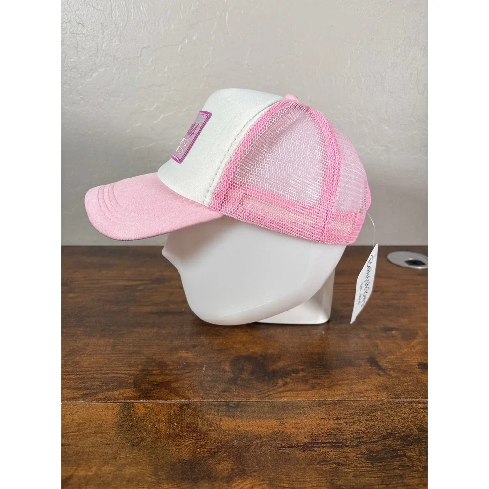 Coors Banquet Beer Trucker Hat Pink White Metallic Patch Snapback Mesh Cap